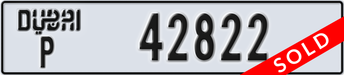 dubai License Plate Number 42822 Code P