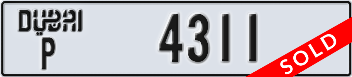 dubai License Plate Number 4311 Code P