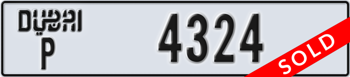 dubai License Plate Number 4324 Code P