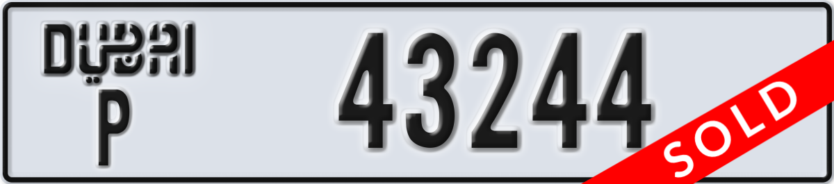 dubai License Plate Number 43244 Code P