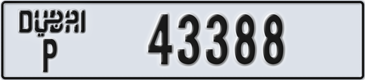 dubai License Plate Number 43388 Code P