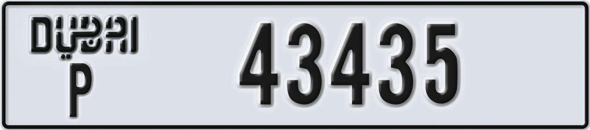 dubai License Plate Number 43435 Code P