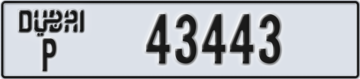 dubai License Plate Number 43443 Code P