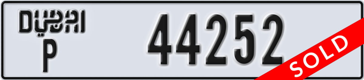 dubai License Plate Number 44252 Code P