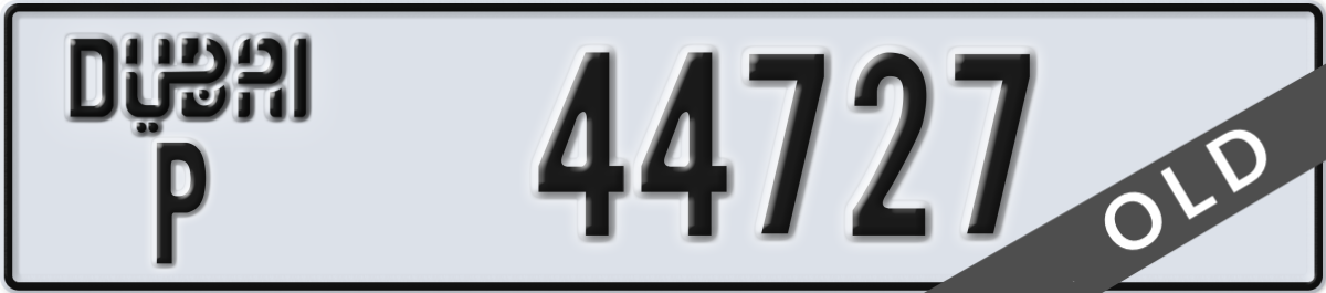 dubai License Plate Number 44727 Code P