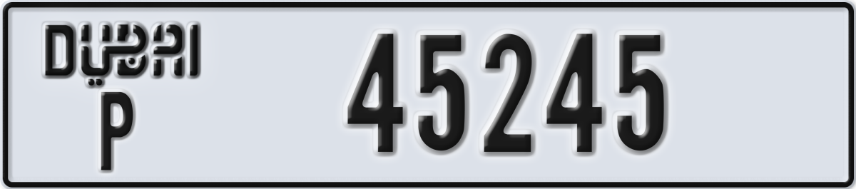 dubai License Plate Number 45245 Code P