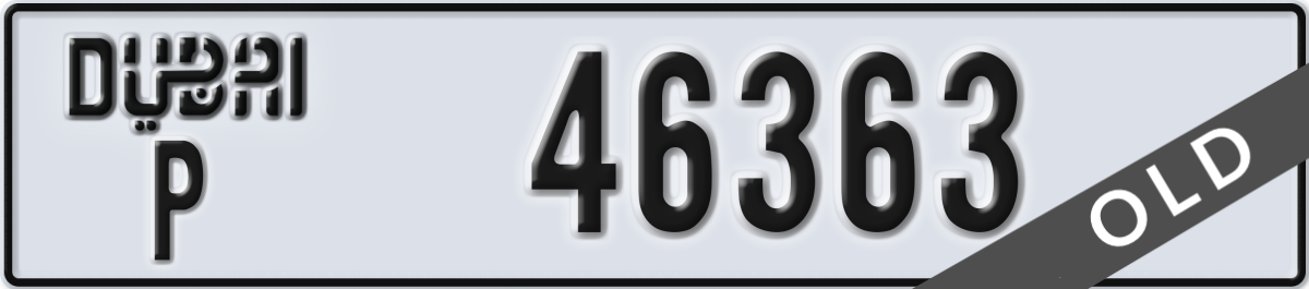 dubai License Plate Number 46363 Code P