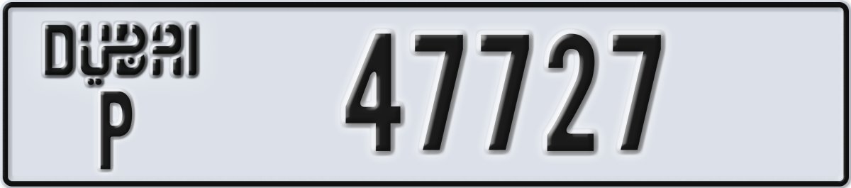dubai License Plate Number 47727 Code P