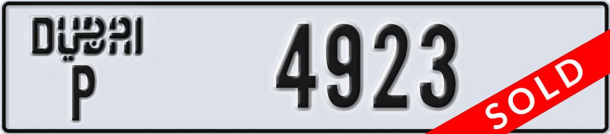 dubai License Plate Number 4923 Code P