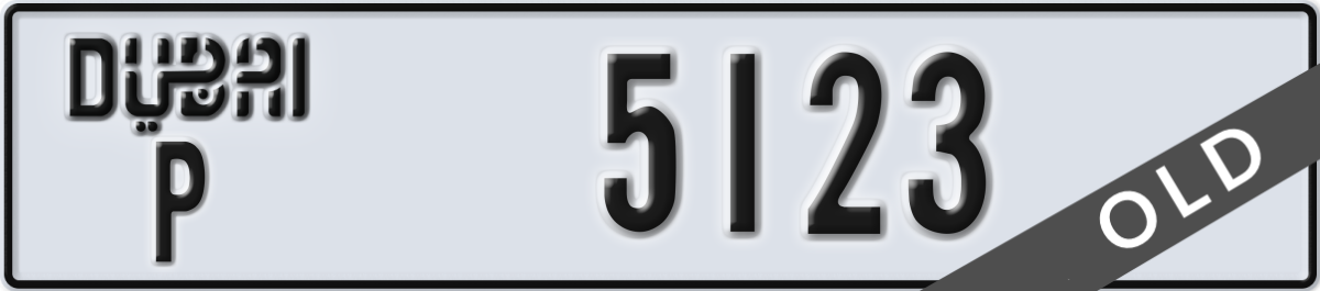 dubai License Plate Number 5123 Code P