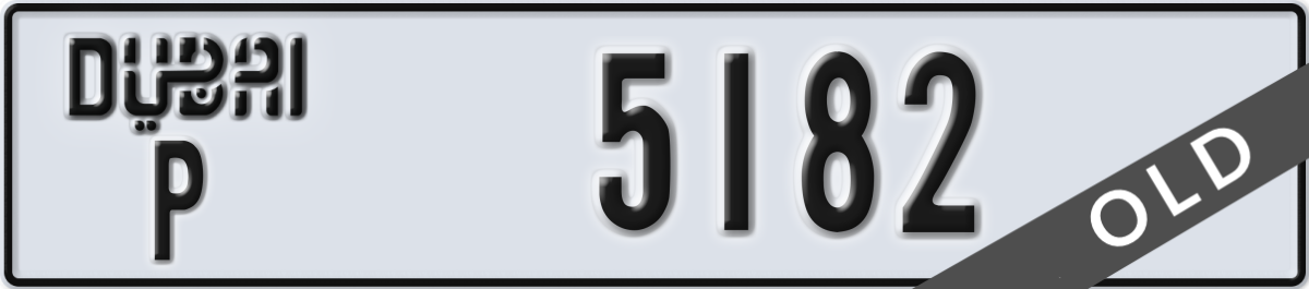 dubai License Plate Number 5182 Code P