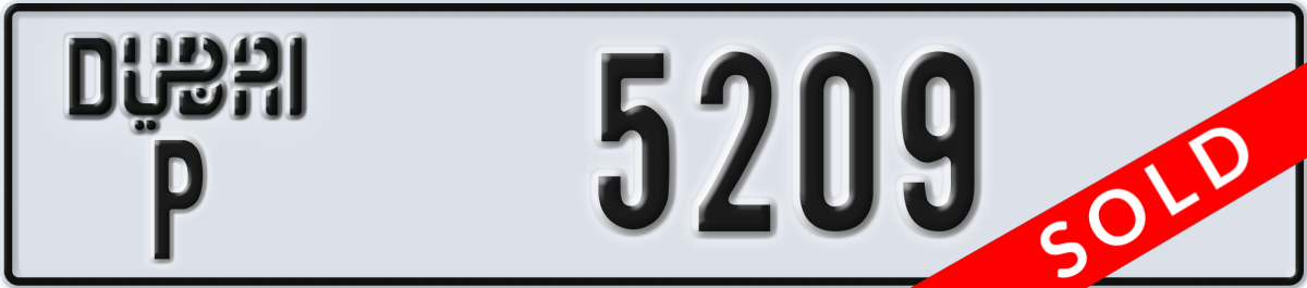 dubai License Plate Number 5209 Code P