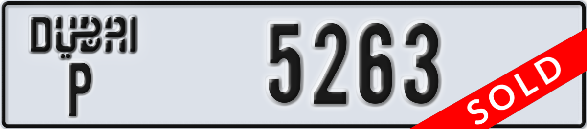 dubai License Plate Number 5263 Code P