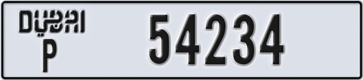 dubai License Plate Number 54234 Code P