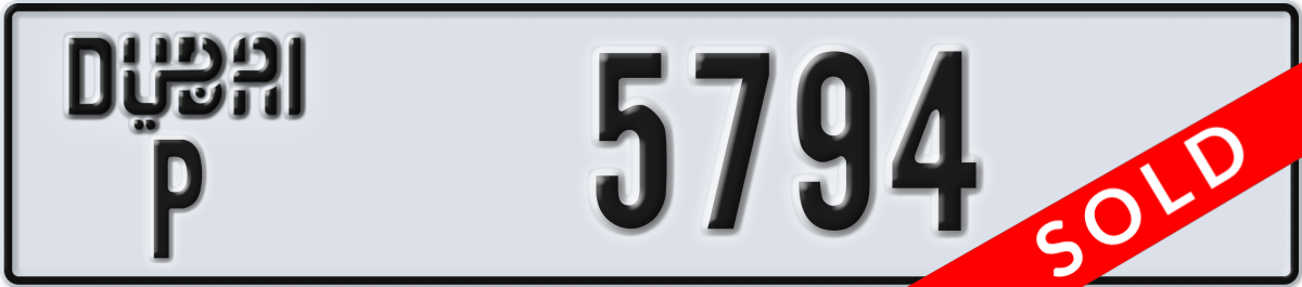 dubai License Plate Number 5794 Code P