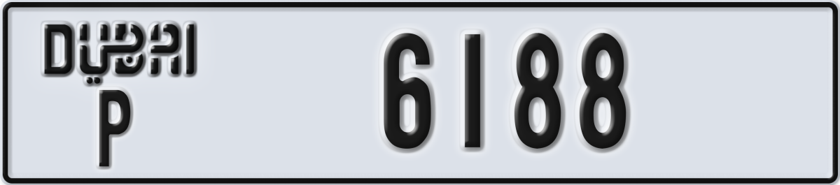 dubai License Plate Number 6188 Code P