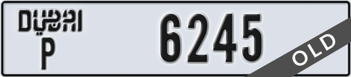 dubai License Plate Number 6245 Code P