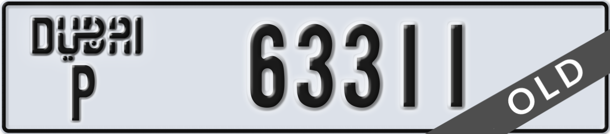 dubai License Plate Number 63311 Code P