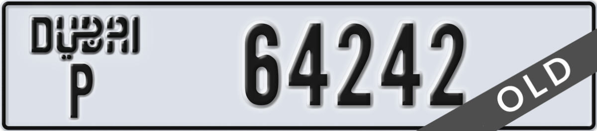dubai License Plate Number 64242 Code P