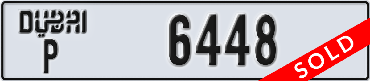 dubai License Plate Number 6448 Code P