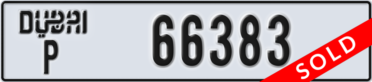 dubai License Plate Number 66383 Code P