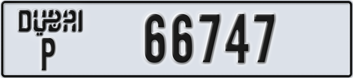 dubai License Plate Number 66826 Code P