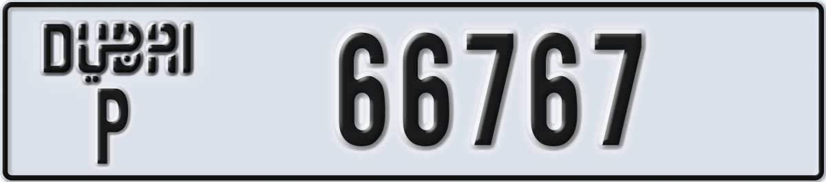 dubai License Plate Number 66767 Code P