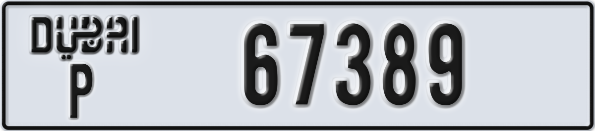 dubai License Plate Number 67389 Code P
