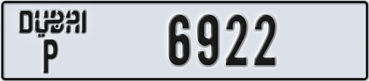dubai License Plate Number 6922 Code P