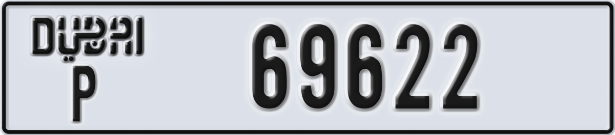 dubai License Plate Number 69622 Code P