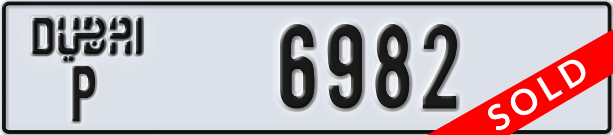 dubai License Plate Number 6982 Code P