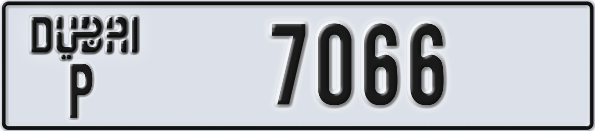 dubai License Plate Number 7066 Code P