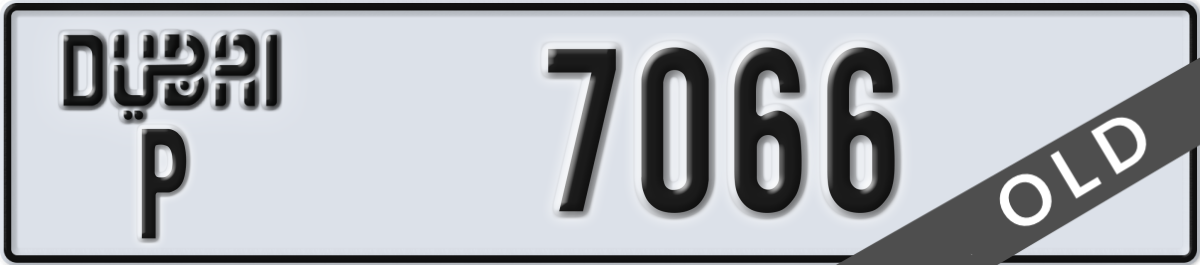 dubai License Plate Number 7066 Code P