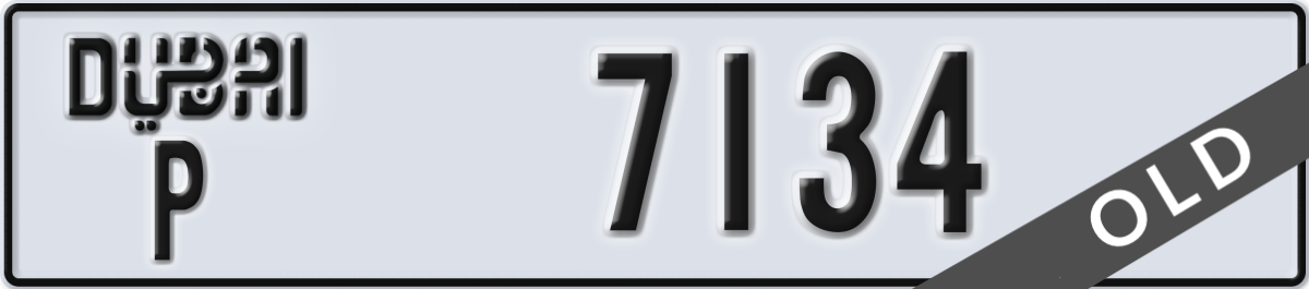 dubai License Plate Number 7134 Code P