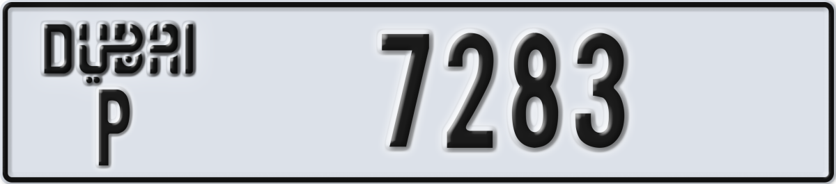 dubai License Plate Number 7283 Code P