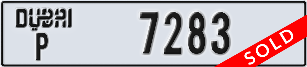 dubai License Plate Number 7283 Code P