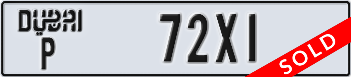 dubai License Plate Number 72X1 Code P