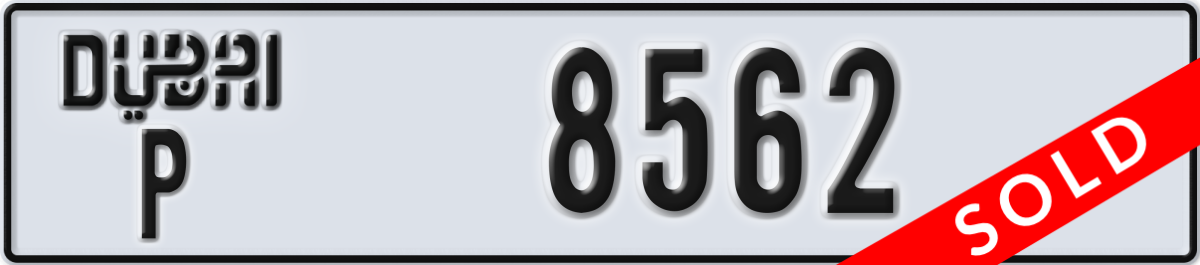 dubai License Plate Number 8562 Code P