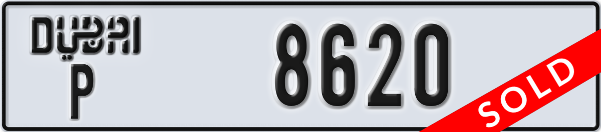 dubai License Plate Number 8620 Code P