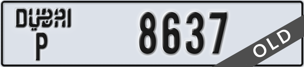 dubai License Plate Number 8637 Code P