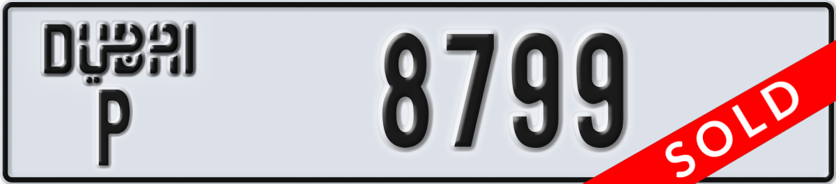 dubai License Plate Number 8799 Code P