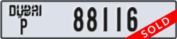 dubai - code - P - number -88116
