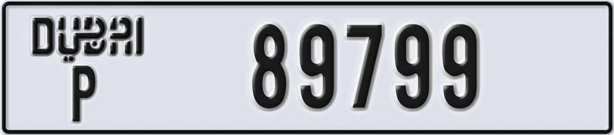 dubai License Plate Number 89799 Code P