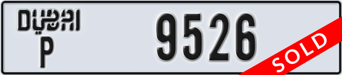 dubai License Plate Number 9526 Code P