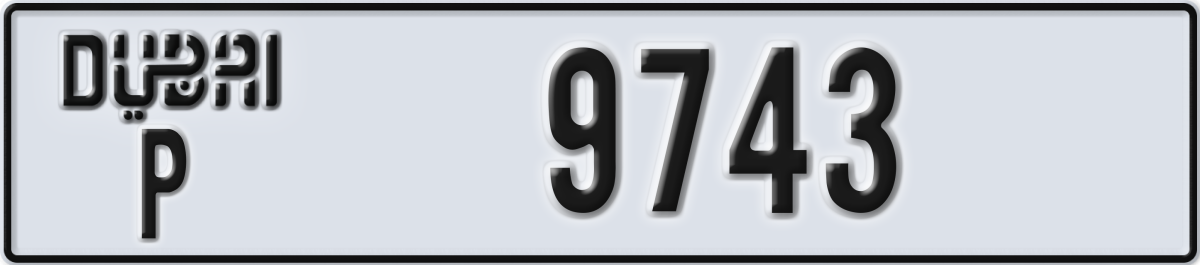 dubai License Plate Number 9743 Code P