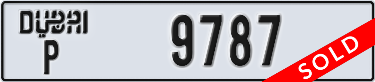 dubai License Plate Number 9787 Code P
