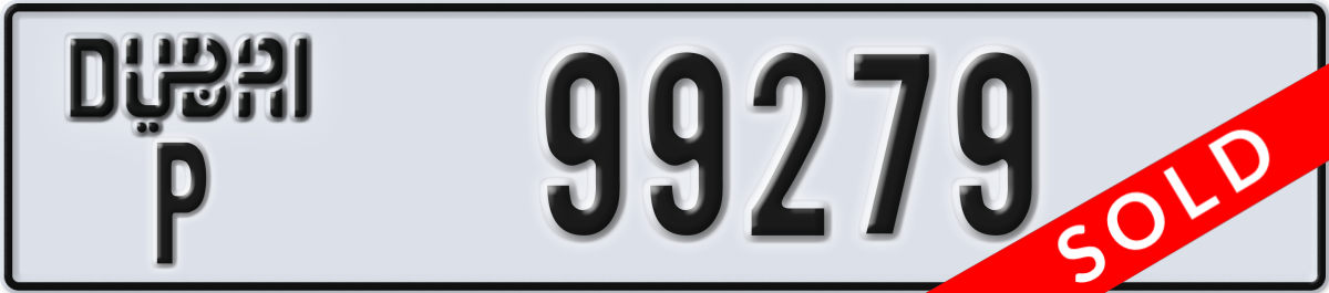 dubai License Plate Number 99279 Code P