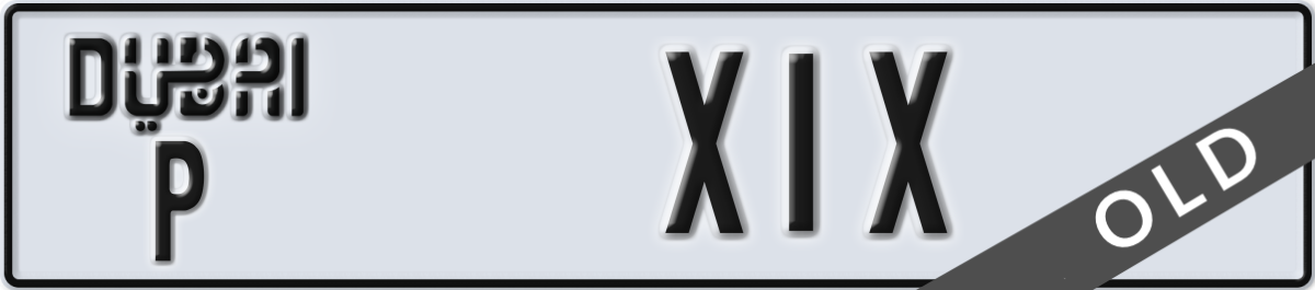 dubai License Plate Number X1X Code P