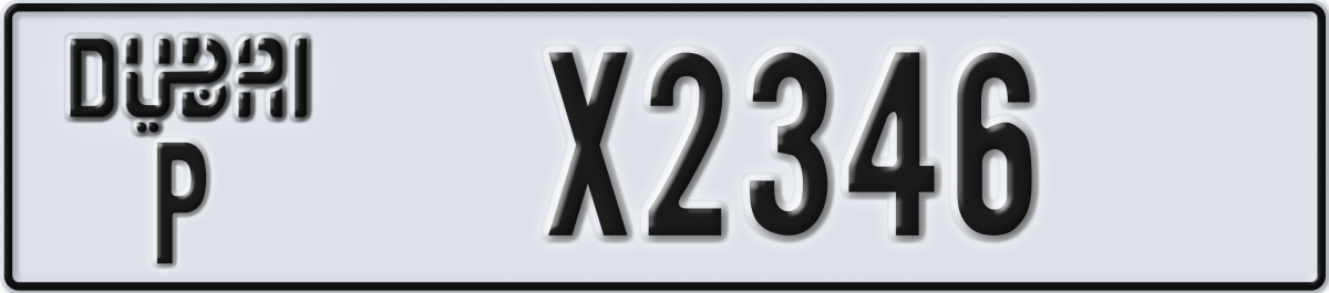 dubai License Plate Number X2346 Code P