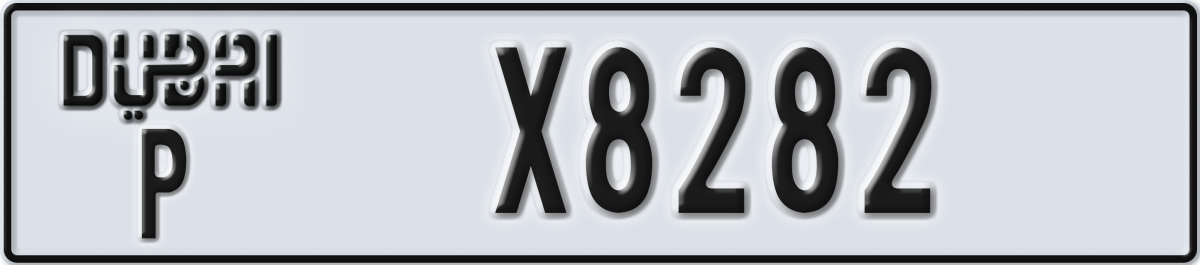 dubai License Plate Number X8282 Code P